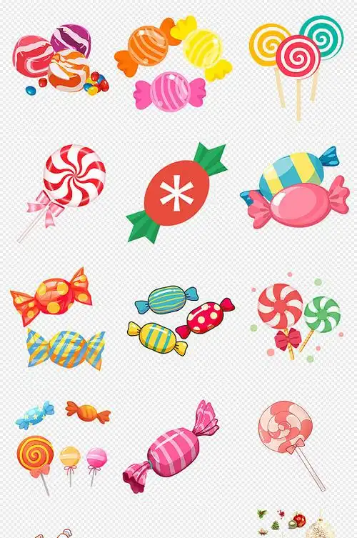 卡通手绘彩色糖果png免抠素材