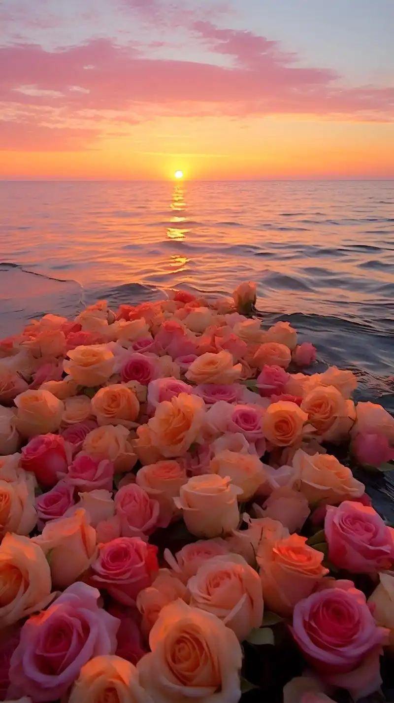 夕阳西下的海边玫瑰花海,是一场情感的盛宴,让你感受到生命的美 - 抖
