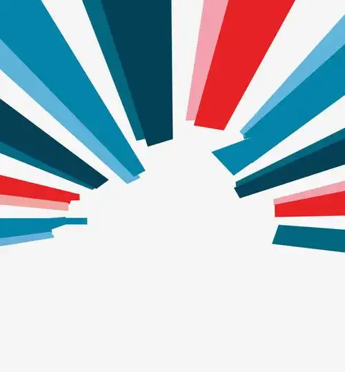 蓝红色放射条形免抠素材免费下载_觅元素51yuansu.com