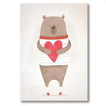 简约北欧客厅装饰画小清新酒店会所家装挂画小熊有框无框画 无外框g