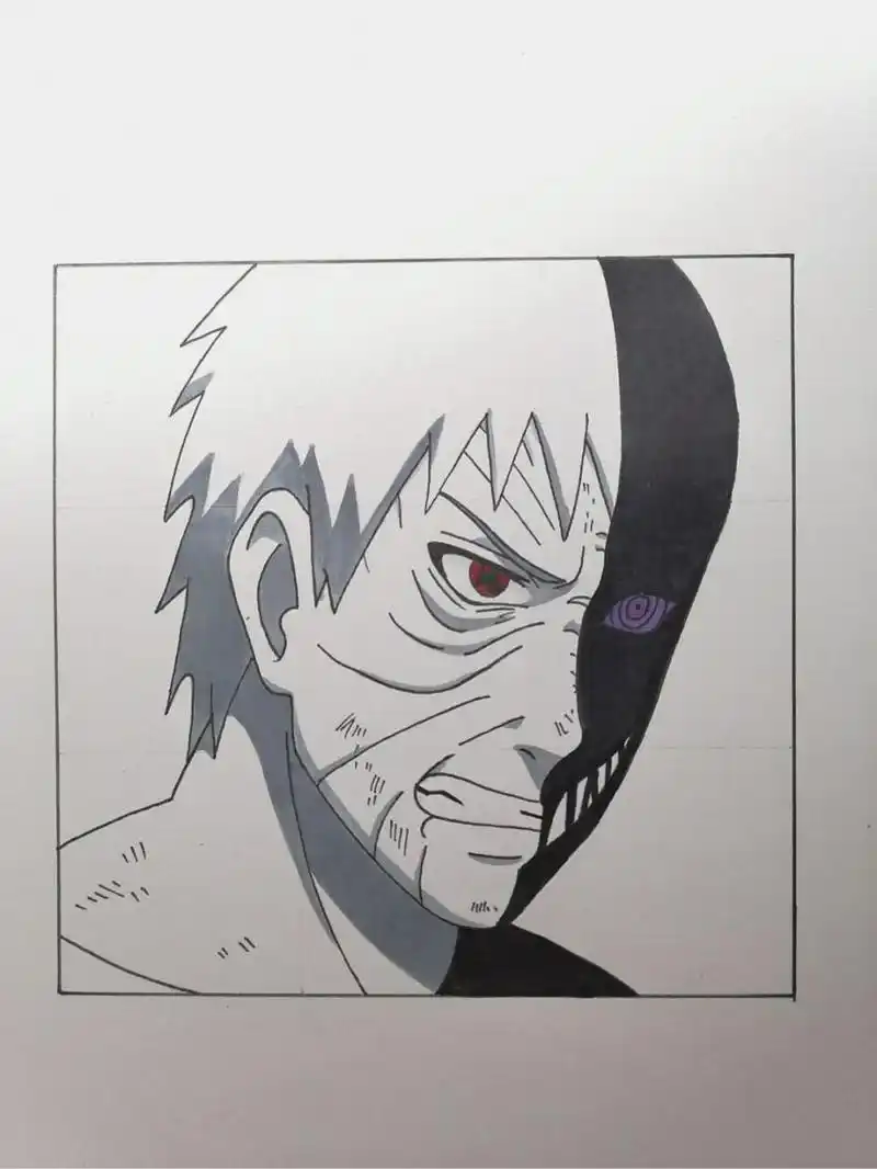 黑绝带土教程 #火影忍者# #手绘教程# #带土