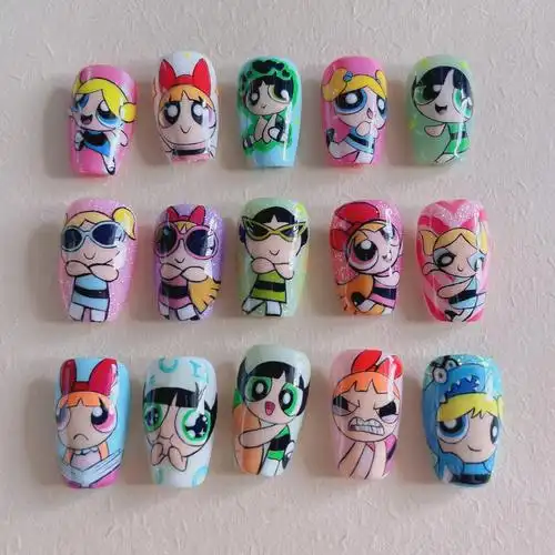 美甲卡通彩绘飞天小女警