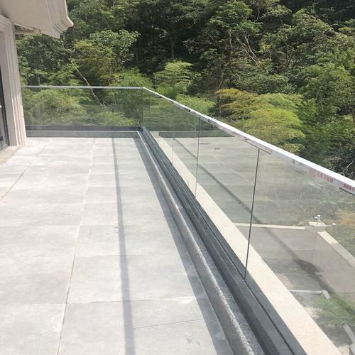 无框玻璃扶手铝合金实心轨道地槽玻璃预埋u型卡槽不锈钢阳台栏杆