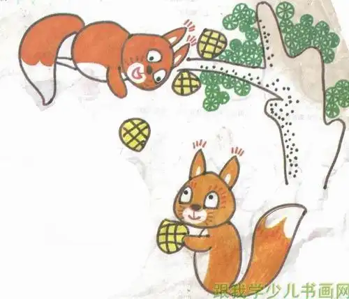 小松鼠与苹果树的故事简笔画