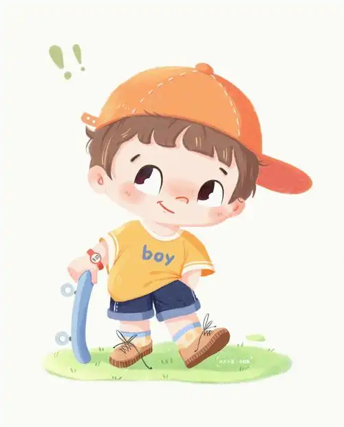 ipad插画滑板男孩儿上色