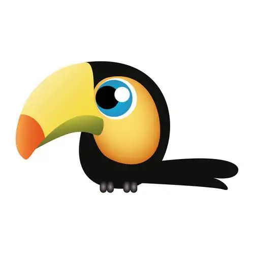 大嘴鸟,在白色背景上的抽象可爱巨嘴鸟