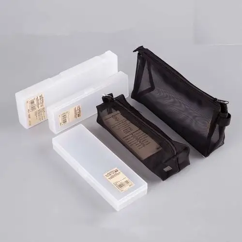 日本muji无印良品文具大容量笔袋透明简约学生考试笔袋