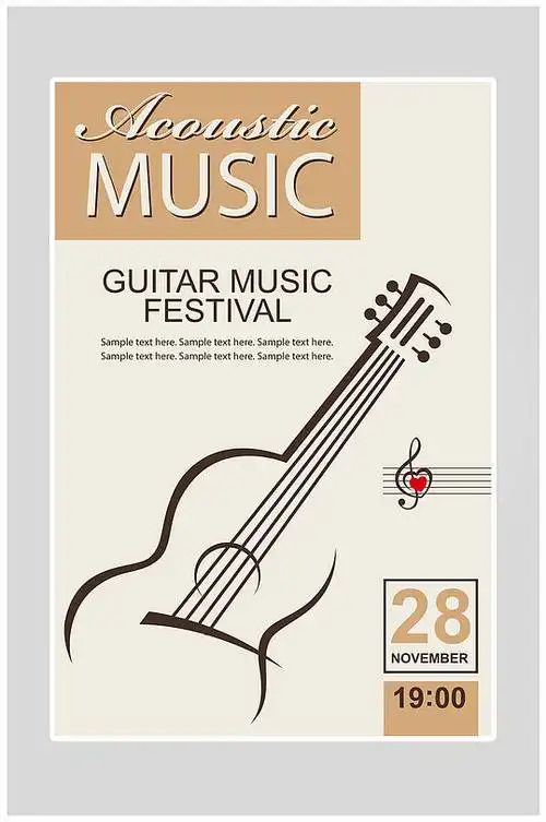 简约抽象音乐吉他海报设计