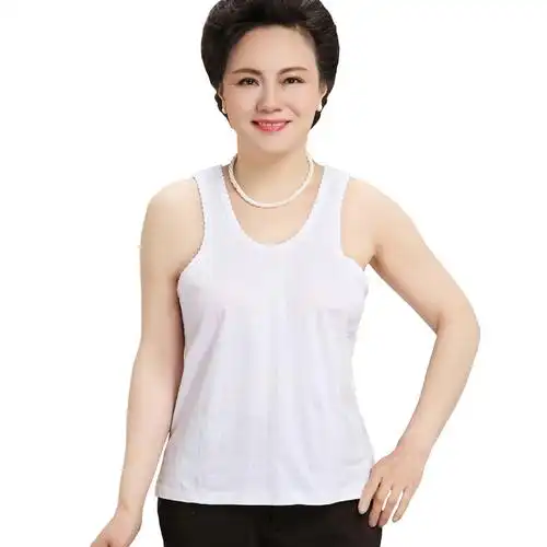 夏季纯棉背心女大码妈妈内衣全棉中老年汗背心汗衫薄印花跨栏背心