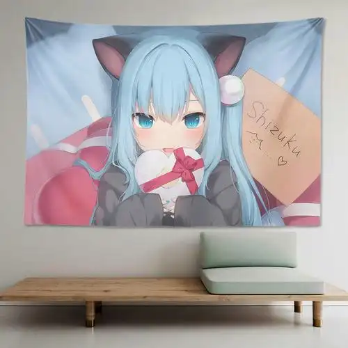 猫羽雫背景布甘城老师挂布猫耳孩猫娘动漫挂毯学生宿舍抖音网红