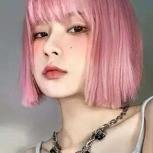 短发女假发时尚挑染短直发套bobo头个性斜刘海修脸蓬松女生个性潮可爱