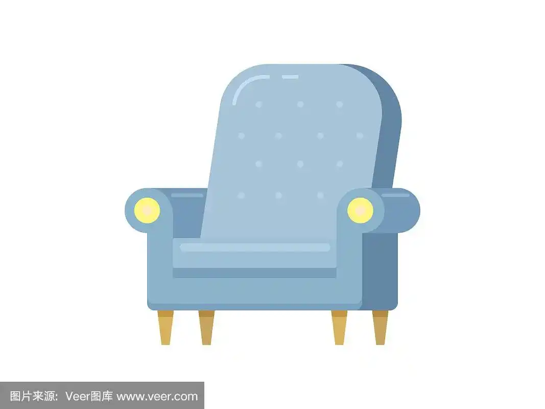 平式扶手椅.家具卡通孤立等距插图.