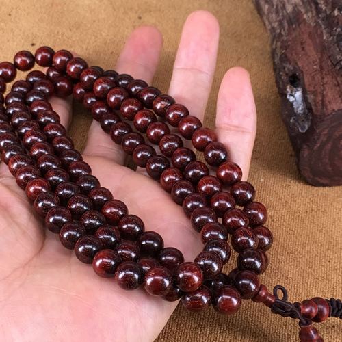 印度小叶紫檀0.8×108颗爆满金星高密度佛珠手链一物一图厂家直销