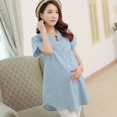 孕妇夏装上衣时尚孕妇衬衫短袖韩国新款职业孕妇装宽松大码打底衫