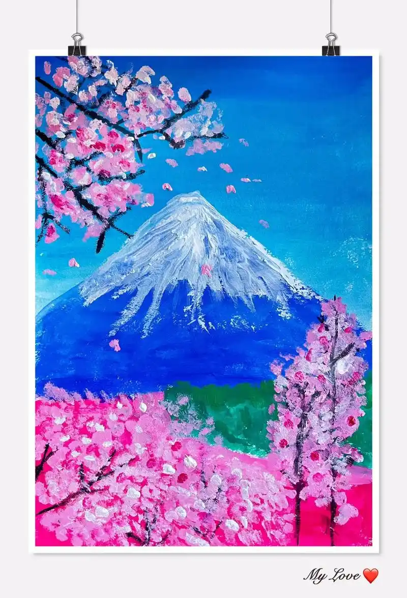 《富士山91与樱花94》上周我们水粉班画了副风景画,日本的《 - 抖