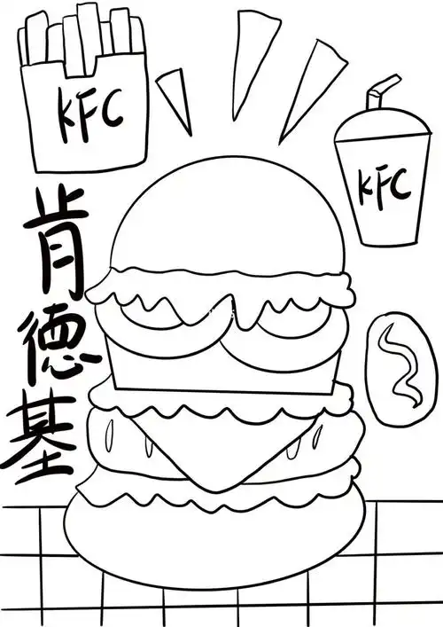 汉堡包看起来好好吃#创意美术儿童画  #创意儿童画  #儿童画  #肯德基