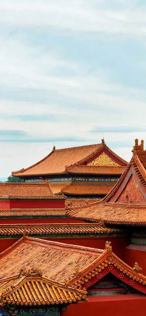 故宫屋檐屋顶瓦片红墙天空