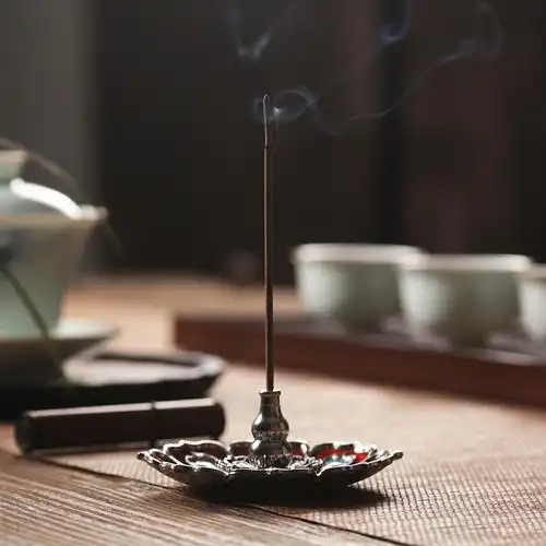 珐琅彩莲莲花香佛教家用香炉檀香盘托架子禅意香薰炉