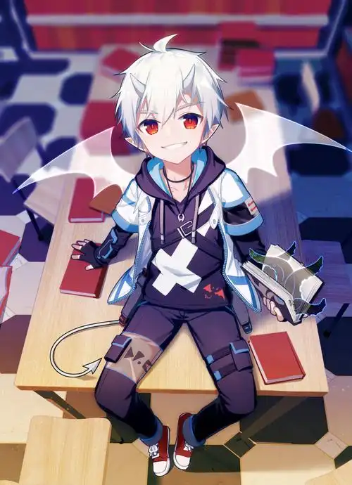 可爱白发天使小正太插画图片壁纸