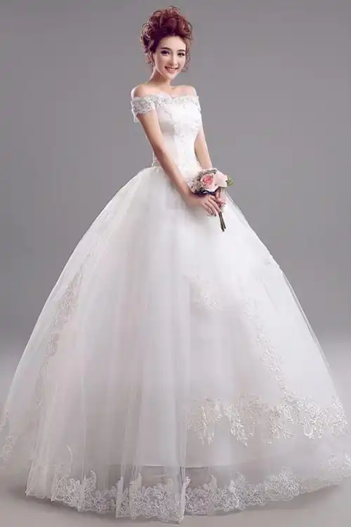 齐地 白纱 一字肩 – 蒙特利尔 婚纱摄影