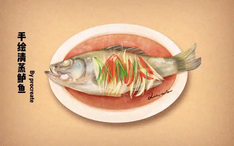 画个食堂系列|ipad procreate手绘清蒸鲈鱼