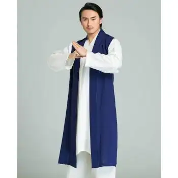 居士服装夏天男式中国风男装居士服亚麻汉服男古风古装禅服长袍道袍