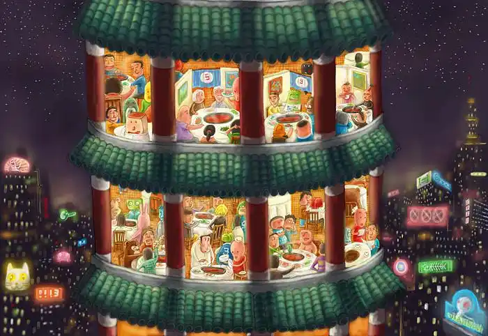 火锅店|插画|艺术插画|郁闷的康齿灵 - 原创作品 - 站酷 (zcool)