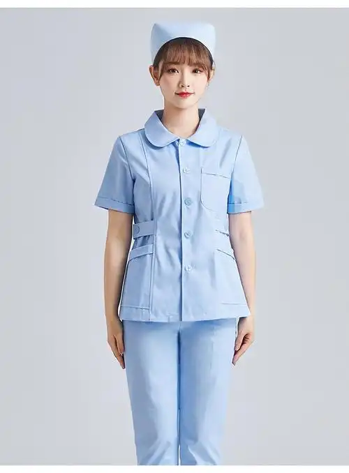 2022新款护士服短袖女分体套装圆领短款短袖牙科口腔薄款两件套工作服
