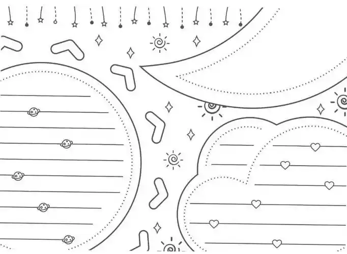 通用手抄报模板(黑白可打印)描边涂色