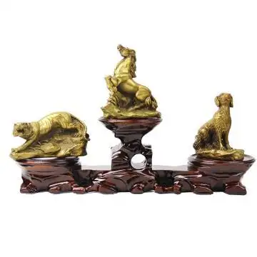 单独开光纯铜寅午戌三合火局摆件 属虎马狗吉祥物 虎马狗三合摆件助运