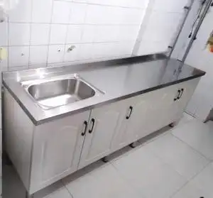 送货上门厨房橱柜家用简易不锈钢灶台柜厨柜一体储物柜子整体组装