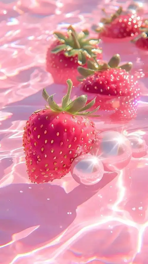 梦幻水波纹草莓壁纸