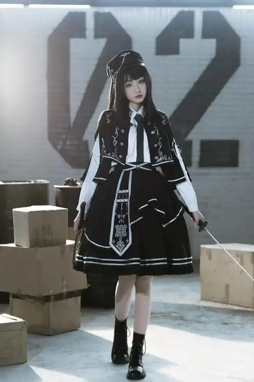 荆棘之战军风原创lolita暗黑军lo上衣斗篷sk套装全套上衣sks