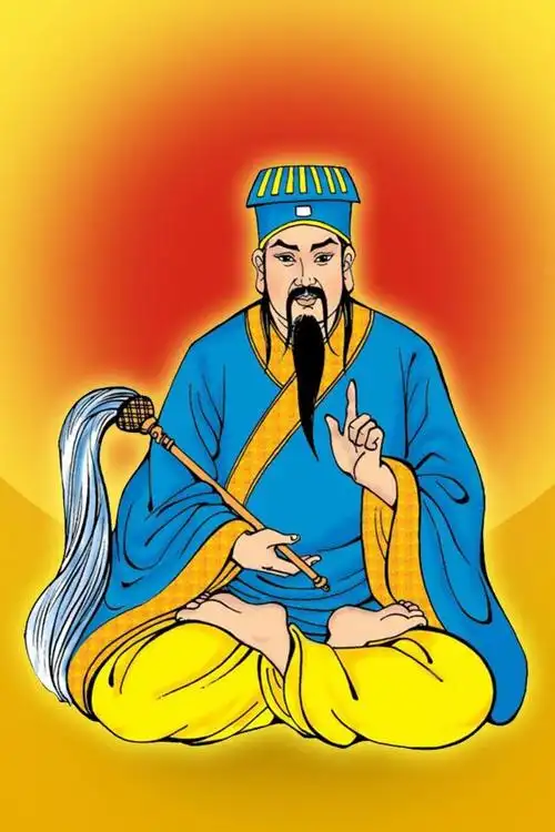 道教神仙黄大仙发光坐像高清图片手机壁纸下载