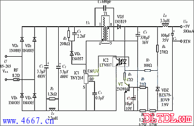 tny264开关电源电路图设计与应用