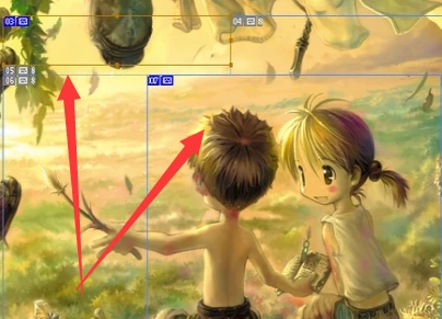 2,点击后光标会变成一把刀,根据需要将图片进行分格,如要分成两半就