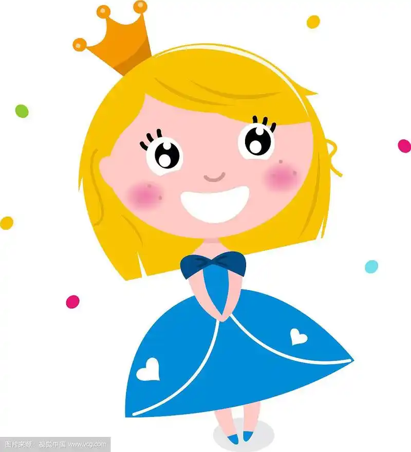 可爱的小卡通公主孤立在白色