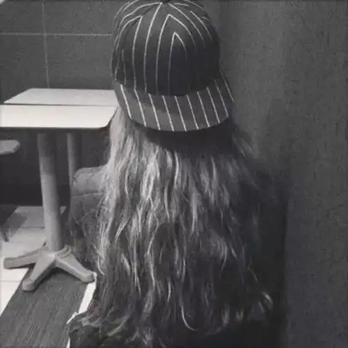 背影,黑白,帽子,女头