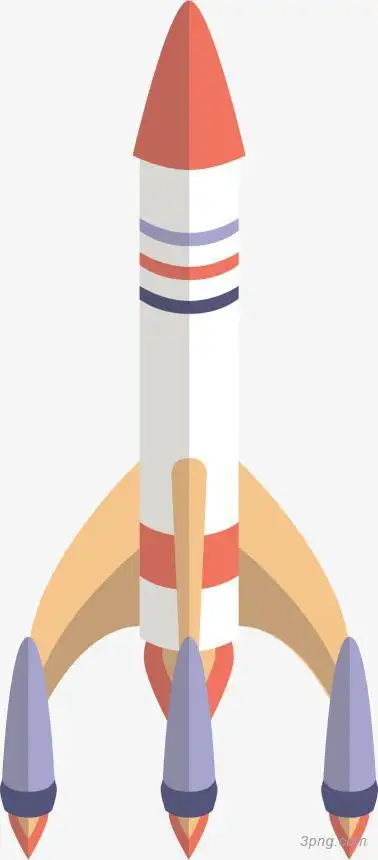 冲向天空卡通火箭png素材透明免抠图片-卡通手绘