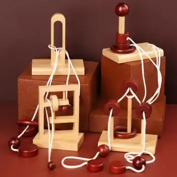 巧取木环玩具适合老年人解闷防痴呆无聊打发时间80岁动脑同款四款全套