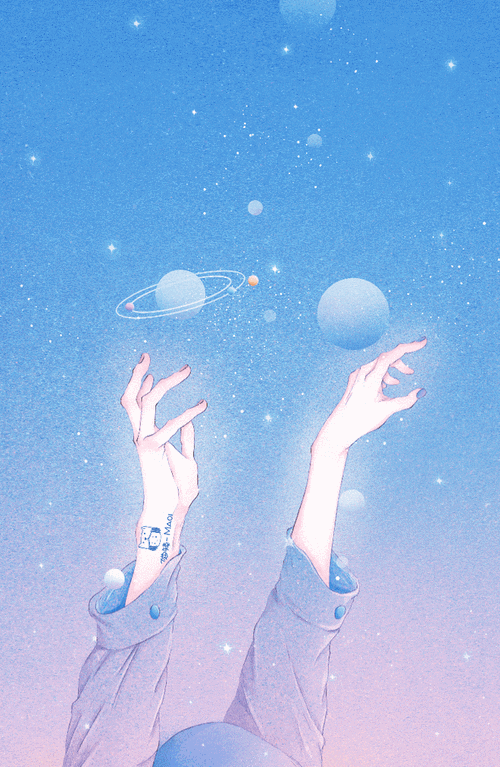 gif动态图 治愈 宇宙 星球 天空 梦幻 男生 女神 蓝色系 动图壁纸