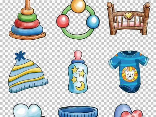 手绘卡通婴幼儿生活用品免抠png素材