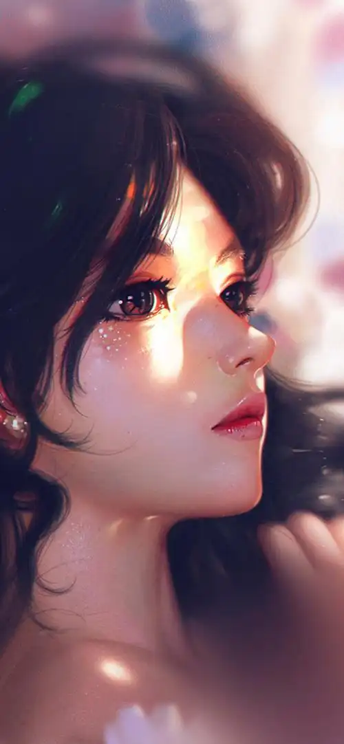 长卷发高鼻梁的动漫美女侧脸,高清图片,手机壁纸