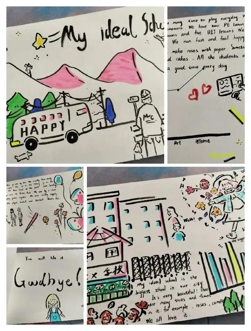 我的理想学校,学生booklet作品.#英语 #英语没那么难 - 抖音