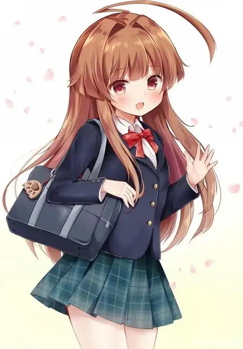 二次元校服女生壁纸 背包少女