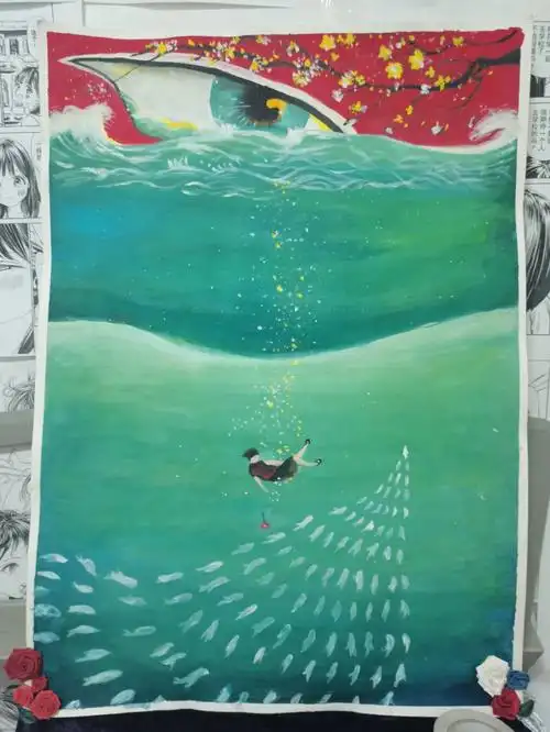 大鱼海棠第一幅水粉画终于肝完了