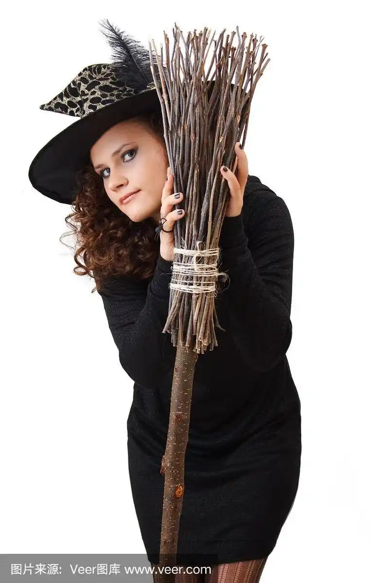 女巫,扫帚,怪异,一个物体,背景分离
