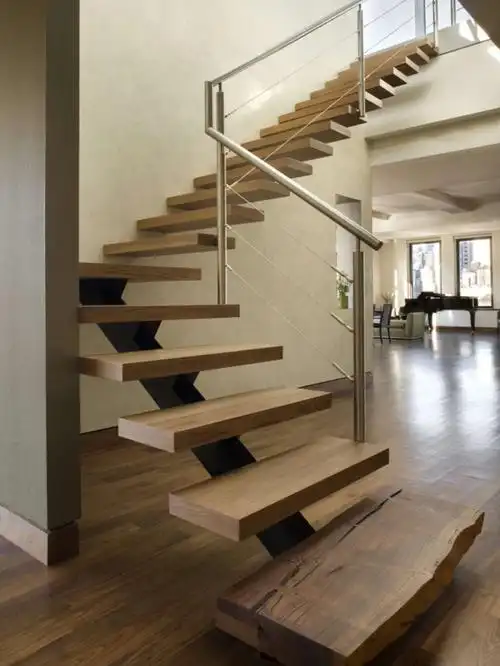 现代钢木悬浮楼梯