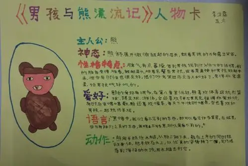 百班千人第30期共读《男孩与熊漂流记》人物卡片