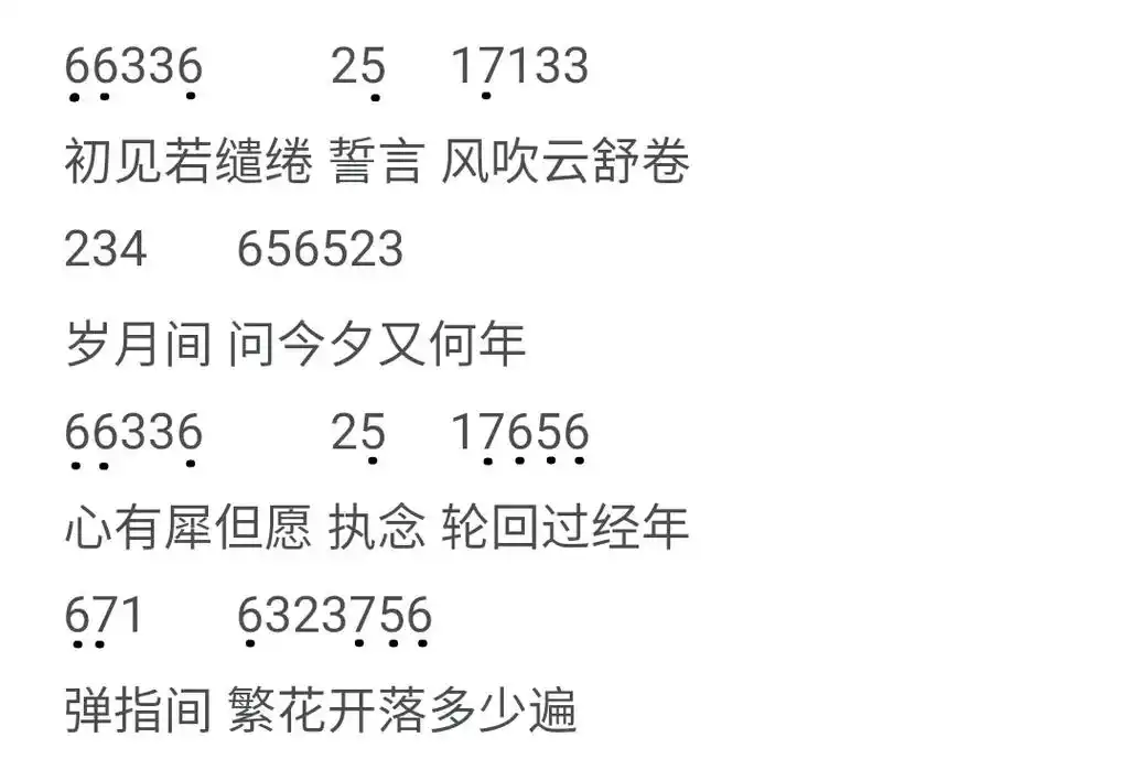 《桃花诺》原神数字谱.739125667#原神 #原神琴谱  - 抖音